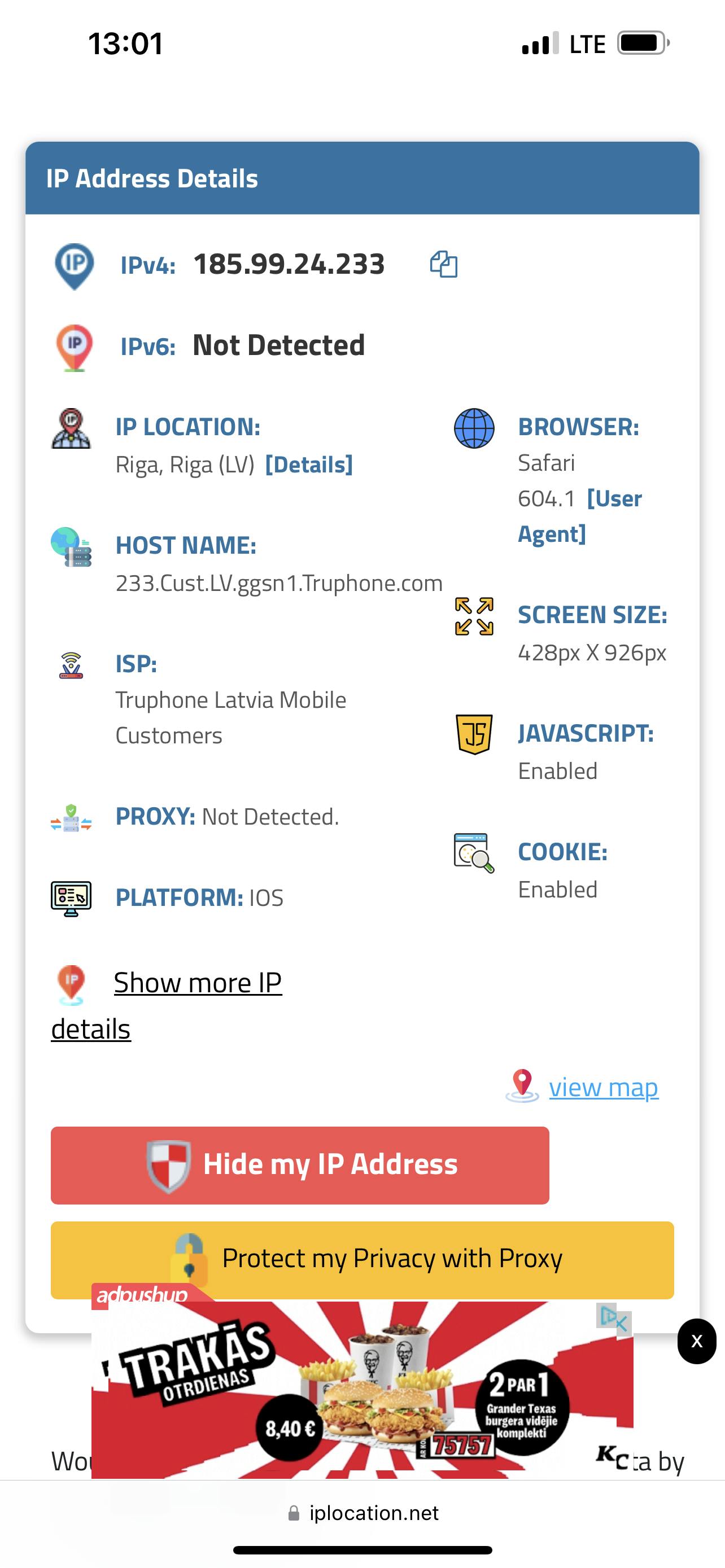 Saily esim truephone latvia servers_screenshot