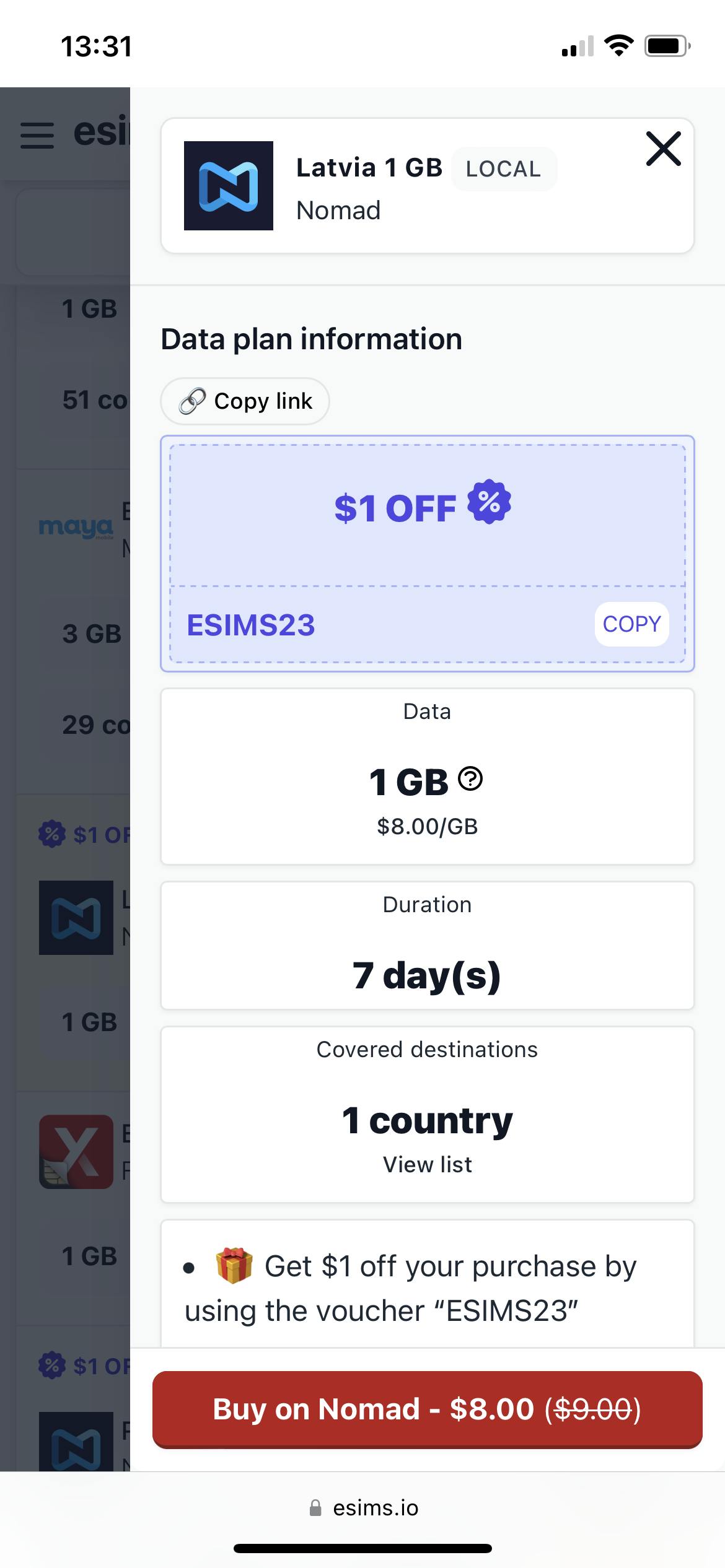 esims.io latvia comparison page_screenshot