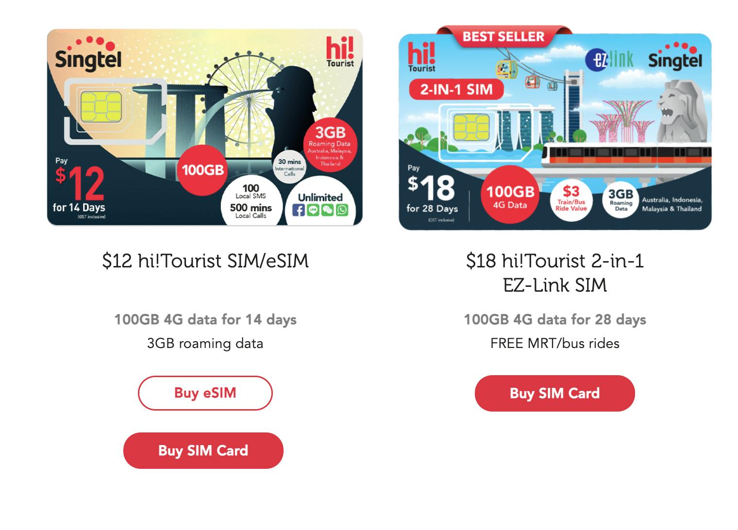 singtel Singapore esim Plans 5G