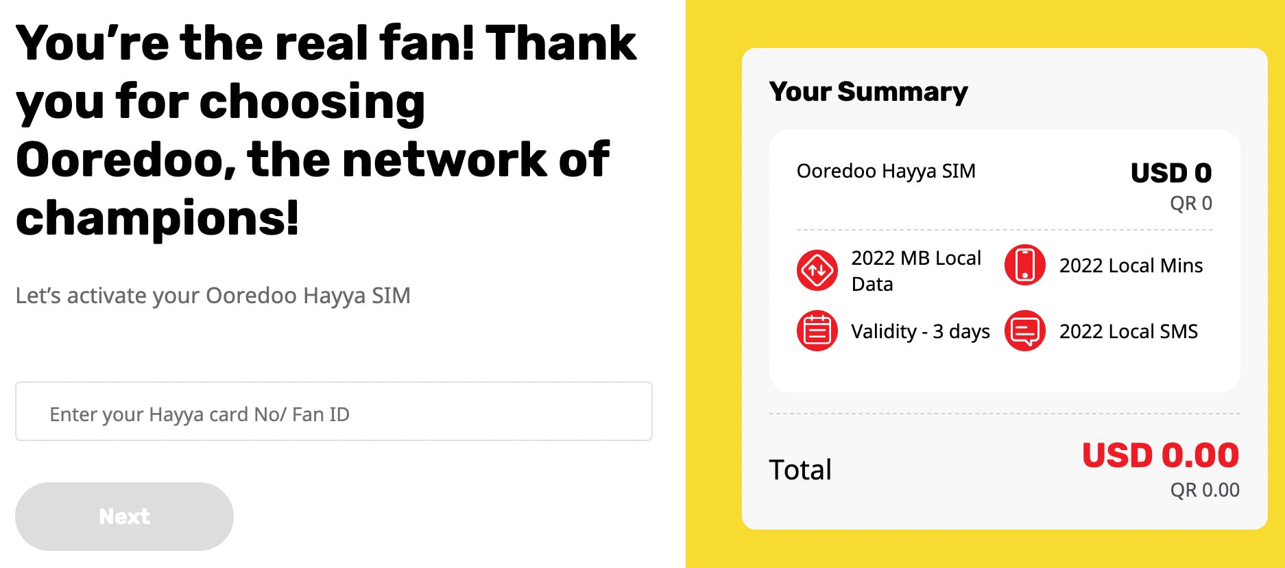 Ooredoo's free eSIM for Qatar