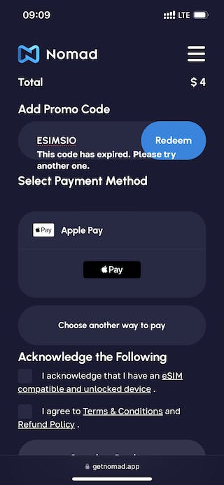 nomad purchase process for esim thailand is smooth_screenshot